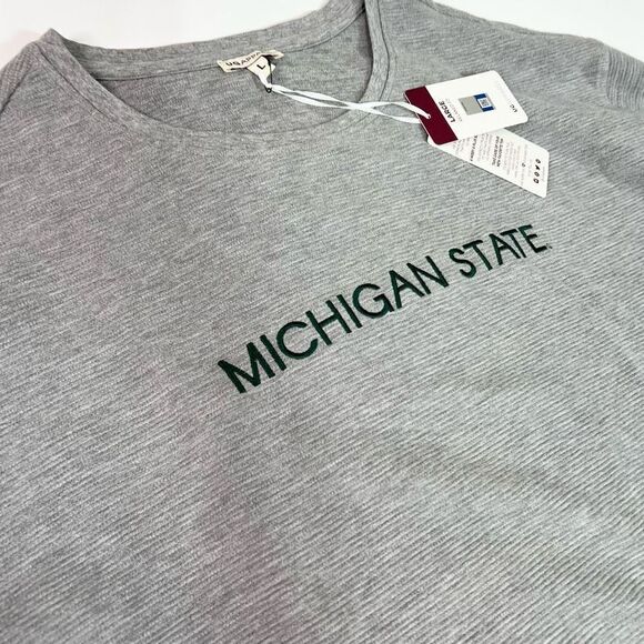 UG Apparel Pullover Michigan State Womens Large Ribbed Long Sleeve NEW Gray - Picture 2 of 11